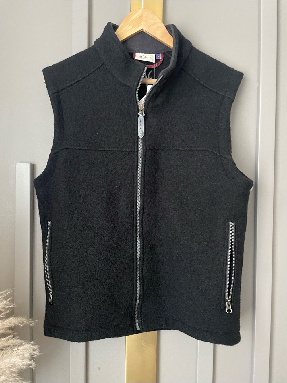 ibex Black Wool Blend Zip Vest